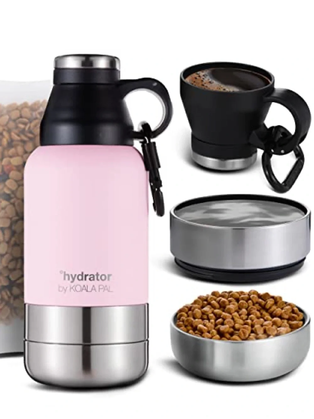 Hydrator 32oz Portable Dog Water Bottle w/Dog Bowls in Pretty Girl Pink